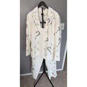L'atiste by Amy Plus Size 3X White Pantsuit Rhinestone Question Marks 2 Pc NWT